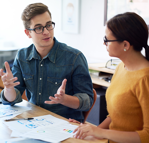 Couple discusing core services